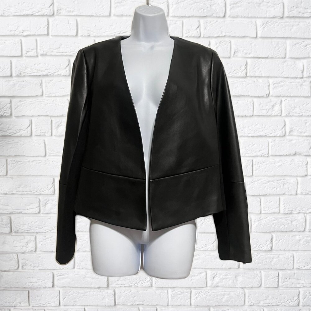 DKNY Mixed Media Faux Leather Jacket, Size 10